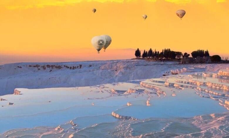 Откройте для себя вид на Памуккале - воздушные шары - Pamukkale Denizli